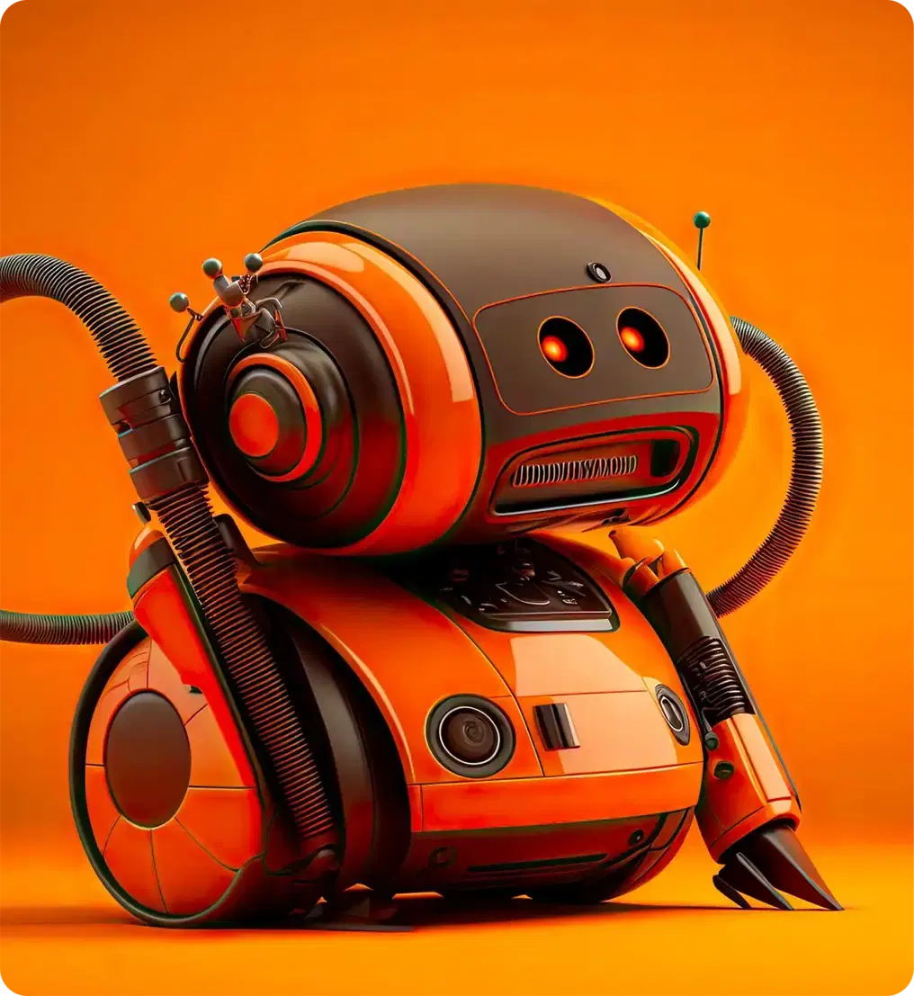 A small orange robot
