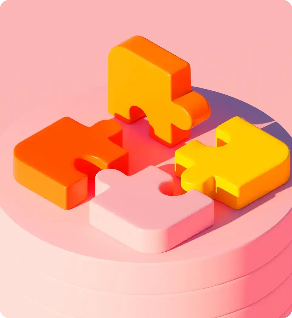 Orange and yellow puzzle pieces that do not quite fit